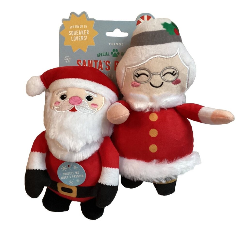 Fringe ~ Christmas/Holiday Mr. & Mrs. Santa Claus Paws ~ Squeaky Dog Toy